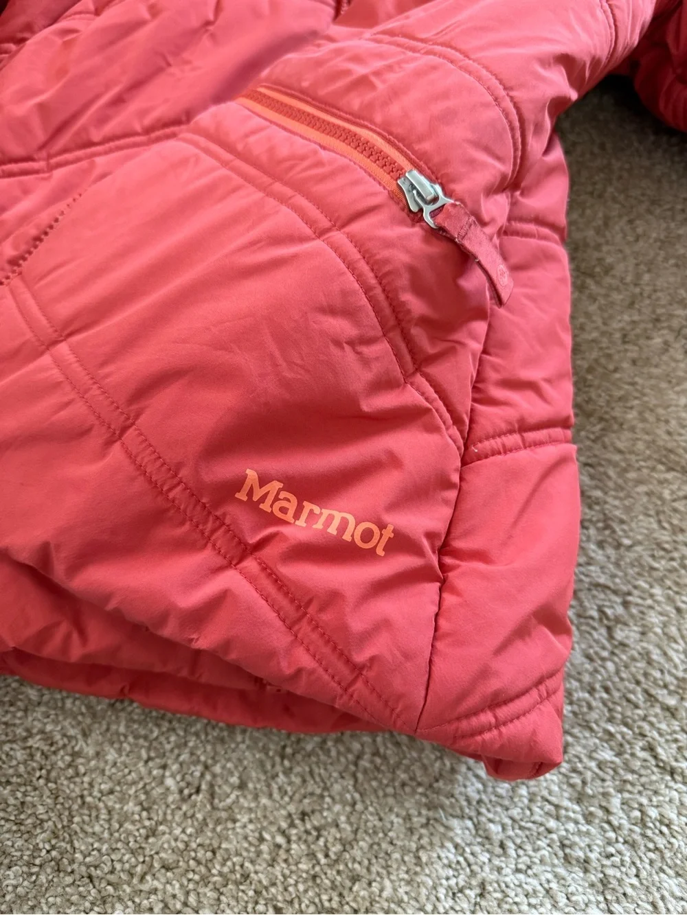 Marmot Kids' Coral Red Hooded Insulated Jacket Size Medium